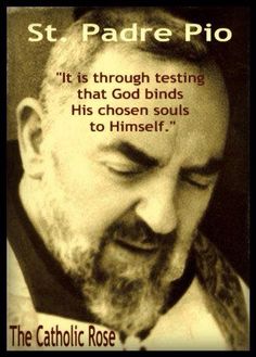 a man with his eyes closed and the caption st padre pio