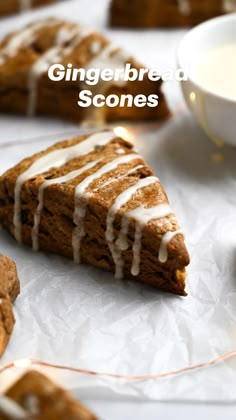 gingerbread scones with white icing on a table