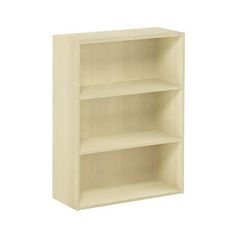 a white book shelf with three shelves on each side and no one in the middle