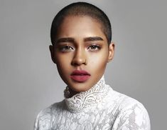 Black Women Buzzcut, Hair Ideas Black Women, Women Buzzcut, Hair Ideas Black, Tweezing Eyebrows, Bald Girl