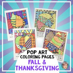 pop art coloring pages for fall and thanksgiving