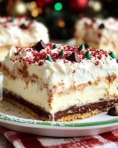 a piece of christmas cake on a plate