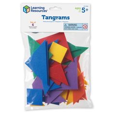 a bag of assorted colored tangrams