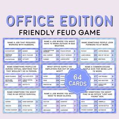 the office card game is shown with instructions for how to use it and what to do