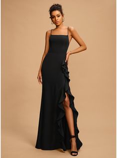 JJsHouse Sheath/Column Square Neckline Floor-Length Ruffle Zipper Up Crossed Straps Spaghetti Straps Sleeveless <=150 No Black Winter Spring Summer Fall General Plus Stretch Crepe Height:5.7ft Bust:33in Waist:24in Hips:35in Prom Dresses. #JJsHouse #SheathColumn #SquareNeckline #FloorLength #Ruffle #ZipperUp #CrossedStraps #SpaghettiStraps #Sleeveless #<=150 #No #Black #Winter #Spring #Summer #Fall #General #Plus #StretchCrepe #PromDresses Ruffle Prom Dress, Floor Length Prom Dresses, Ruffle Fabric, Prom Dresses Modest, Black Bridesmaid Dresses, Black Prom, Prom Dresses Online, Junior Bridesmaid Dresses, Chiffon Prom Dress