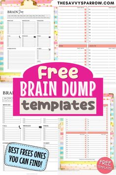 free brain dump templates for kids and adults to use in the classroom or at home