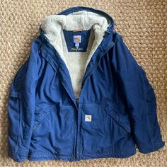 Women's Flame-Resistant Full Swing, Quick Duck, Jacket/Sherpa-Lined - 3 Warmest Rating Size Large Worn Once. Super Warm, Comfortable, Very Strong Fabric. Blue Corduroy Jacket Outfit, Womens Carhartt Jacket, Womens Carhartt, Jacket Aesthetic, Sherpa Lined Hoodie, Clothing Board, Duck Jacket, Jacket Sherpa, Carhartt Jackets