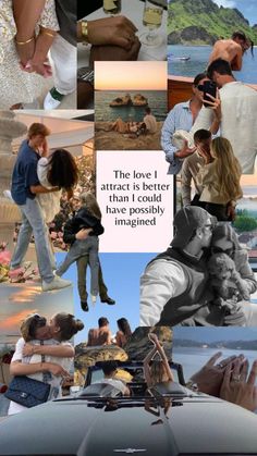 a collage of photos with people and words on the bottom right corner, including an image of a man kissing a woman's head