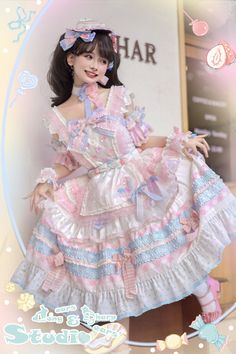 JSK Full Set ♥Pre-order♥Ice Cream Cake ♥Sweet Lolita Dress – nbsama Flower Hacks, Lolita Outfits, Harbin, Kawaii Dress, Kawaii Fashion Outfits, Zooey Deschanel, Sweet Lolita, Ice Cream Cake, Really Cute Outfits