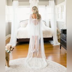 One Size Fits Most. Romantic A.B. Ellie Robe/ Cape For Wedding Or For Getting Ready Pearl Detail Work. Puff Sleeves. Chapel Length Train Https://Abellie.Com/Veils/P/Harlow-Cape?Srsltid=Afmboooalcwax55yt-Epmiusklo_ye6d2xxv7z0cp6xv5_58rpi8smbd Womens Abs, Most Romantic, Getting Ready, Puff Sleeves, Veil, Puff Sleeve, Cape, Train, Women Shopping