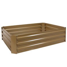 a brown metal planter box on a white background