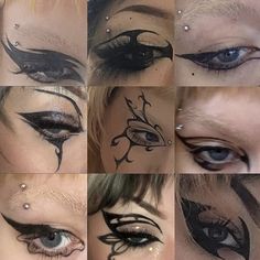 by @bloodgremlin on instagram Graphic Black Eyeliner, Gothic Eyeliner, Eyeliner Inspo, Eyeliner Tattoo, Graphic Eyeliner, Goth Makeup, Black Liner, Black Eyeliner