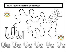 a worksheet with the letter u in spanish for children to practice their handwriting