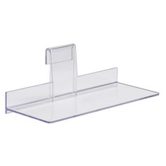 a clear acrylic shelf with two shelves on each side