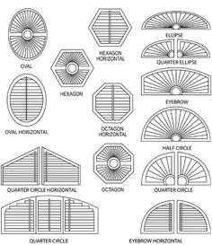 the different types of window shutters and their corresponding shapes are shown in this diagram