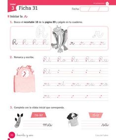 the spanish alphabet worksheet for children with pictures and writing practice sheets on it