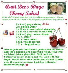 an advertisement with two cherries on it for the cherry salad recipe, which is written in