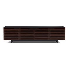 the sideboard is made out of wood and metal