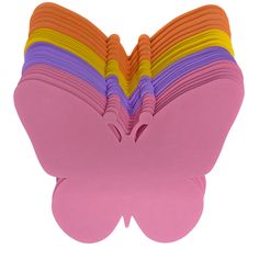 a bunch of pink and yellow butterfly shaped coasters