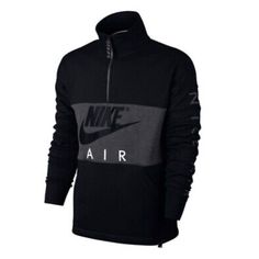 Soft Fleece And Nike Style Combine To Bring You This Men's Nike Air 1/2 Zip Pullover. 100% Authentic Nike. Brushed-Back Fleece Is Soft And Warm. "Nike Air" Is Screen Printed On The Arm. Color-Blocked Panels Add Contrast Style. Dropped Shoulder Seams Offers Relaxed, Comfortable Fit. Fabric: 82% Cotton, 18% Polyester. Sporty Half-zip Sweater, Sporty Half-zip Sweater For Streetwear, Sports Half-zip Fleece Sweatshirt, Sportswear Fleece Half-zip Top, Sporty Half-zip Sweatshirt For Winter, Winter Sporty Half-zip Sweatshirt, Winter Sportswear Tops For Outdoor, Nike Sporty Winter Sweatshirt, Sporty Nike Sweatshirt For Winter