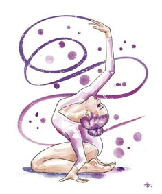 a drawing of a woman doing yoga on the ground with her arms up in the air