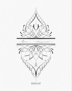 a black and white drawing of an ornamental design