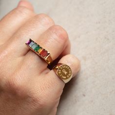 Everything Will Be Ok Pinky Signet Ring | Local Eclectic Signet Pinky Ring, Everything's Gonna Be Alright, Pinky Signet Ring, Printable Ring Sizer, Everything Will Be Ok, Local Eclectic, Gonna Be Alright, Velvet Ring Box, Vermeil Jewelry