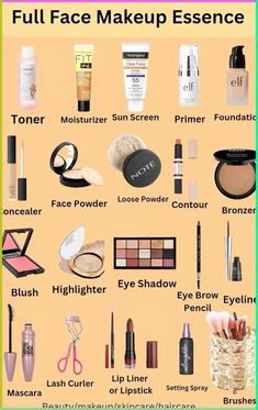 Step by step using makeup #makeup #beginner #makeuplover Basic Makeup Needs, Beginner Makeup Kit Black Women, Makeup Products List For Beginners, How To Do Basic Makeup Step By Step, Goth Makeup Tutorial Step By Step, Beginner Make Up Tutorial Step By Step, Step By Step Makeup For Beginners, How To Do Makeup For Beginners, Makeup Checklist