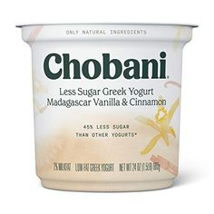 a yogurt container with the word chobani on it