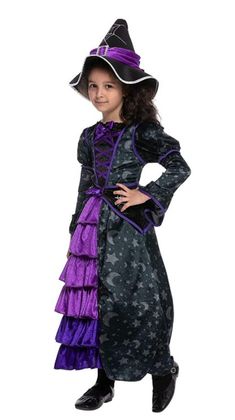 Halloween Girls Costume | Halloween Girl's purple witch costume stars and moon for pretend play #halloween21 #costumes #october #costume #cosplay #womenscostume #2021 # girlscostume