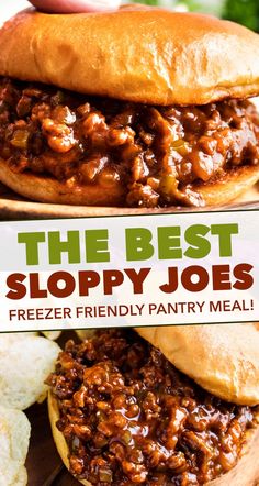 the best sloppy joes freezer friendly pantry meal is made with only three ingredients