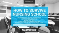 a classroom with rows of desks and chairs in front of the words how to survive nursing school