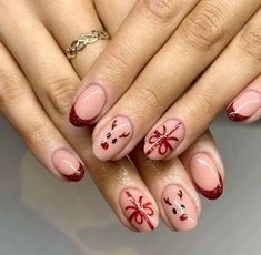 Cute Simple Nails, Christmas Nails Easy, Cute Christmas Nails, Cute Gel Nails, Christmas Nails Acrylic, Xmas Nails