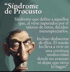 an image of a man's face with the words sindrome de procusito