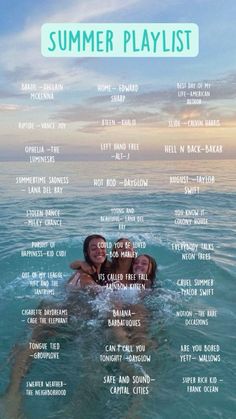 a poster with the words summer playlist written in it's upper right corner