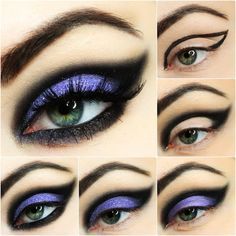 Maquillage Halloween Simple, Makeup Zombie, Fantasy Make-up, Halloweenský Makeup, Halloween Make-up Looks, Make Up Designs, Purple Eye Makeup, Witch Makeup, Halloween Eye Makeup