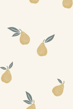 pears and leaves on a white background