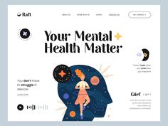 the website design for mental health matter, which is designed to look like a woman's head