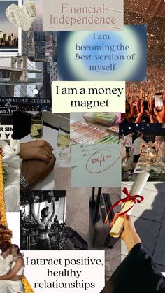 collage of images with words describing the benefits of being in an individual's life