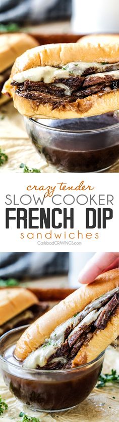 this is an easy and delicious slow cooker french dip sandwich