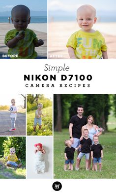 the cover of simple nikon d580 camera recipes book, with photos of children and