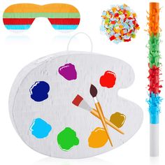 PRICES MAY VARY. Art Palette Shaped: the art palette pinata for birthday party are designed in art palette shape, bright and vivid, cute and attractive, which will bring bright scenery to your parties or rooms, and helpful for creating a painting learning atmosphere Package Includes: you will get a painting board pinata, a blindfold, a bag of confetti and a pinata stick, a complete set of painting party supplies to leave a deep impression on your guests with fun themes and party games; You do no Art Pinata, Painting Party Favors, Birthday Party Painting, Bright Scenery, Painting Learning, Pinata Stick, Art Party Ideas, Party Painting, Party Prizes