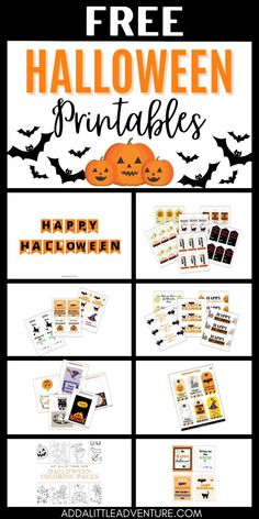 Free Halloween Printables Diy Free Halloween Decorations, Fangtastic Halloween Printable Free, Diy Halloween Decorations Printable, Halloween Party Printables Free, Halloween Words Printables, Cute Halloween Printables Free, Halloween Program Ideas, Happy Halloween Printable Free, Halloween Treat Tags Free Printable