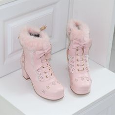 👠 Shoes 💜 sugarplum · y2k, coquette, egl, cosplay fashion and home decor store 💜 Powered by Storenvy Winter High Heels, Y2k Heels, Hime Gyaru, Chinese Fashion Street, Pink Snow, Cute Shoes Heels, High Heels Boots, Japanese Sweet, Y2k Coquette