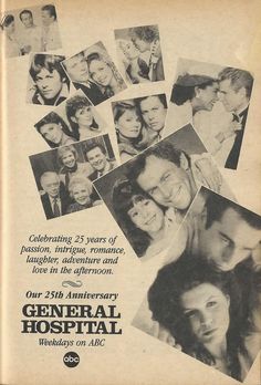 an advertisement for general hospital with pictures of people and their heads in the middle of it