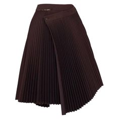 Rare A.F. Vandevorst sculptural wrap pleated skirt in dark chocolate brown from 1990s. Featuring double buttons at the top waist band and pleating throughout the knee length skirt. Amazing piece. Size 36 - 38 EU / 6 US Af Vandevorst, Origami Skirt, Net Leggings, Black Pleated Skirt, Dark Chocolate Brown, Sheer Skirt, Women Skirts, Fringe Skirt, Polka Dot Skirt