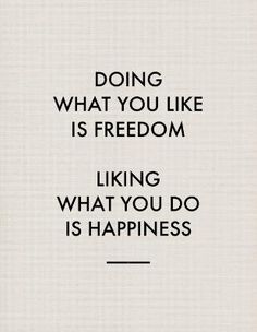 a quote that says doing what you like is freedom liking what you do is happiness