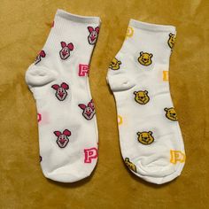 Disney Piglet & Winnie The Pooh 2 Pairs Of Socks Brand New Size 7-8 Disney Piglet, Piglet Winnie The Pooh, Striped Knee High Socks, Mickey Mouse Donald Duck, Womens Red Shoes, Disney Mom, Disney Holiday, Warm Socks, Disney Lilo