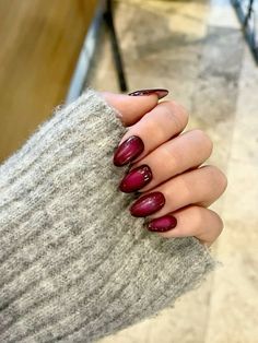 #auranails #pomegranatenails #rednails #ombrenails #maroon #burgundy #decembernails Trendy November Nails, Red October Nails, Dark Pink Fall Nails, Dark Red Purple Nails, Dark And Moody Nails, Maroon Aura Nails, October 2024 Nails, Burgundy Aura Nails, Dark Red Aura Nails