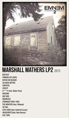 an old house with the words marshall mathers lp 2013 on it's front cover